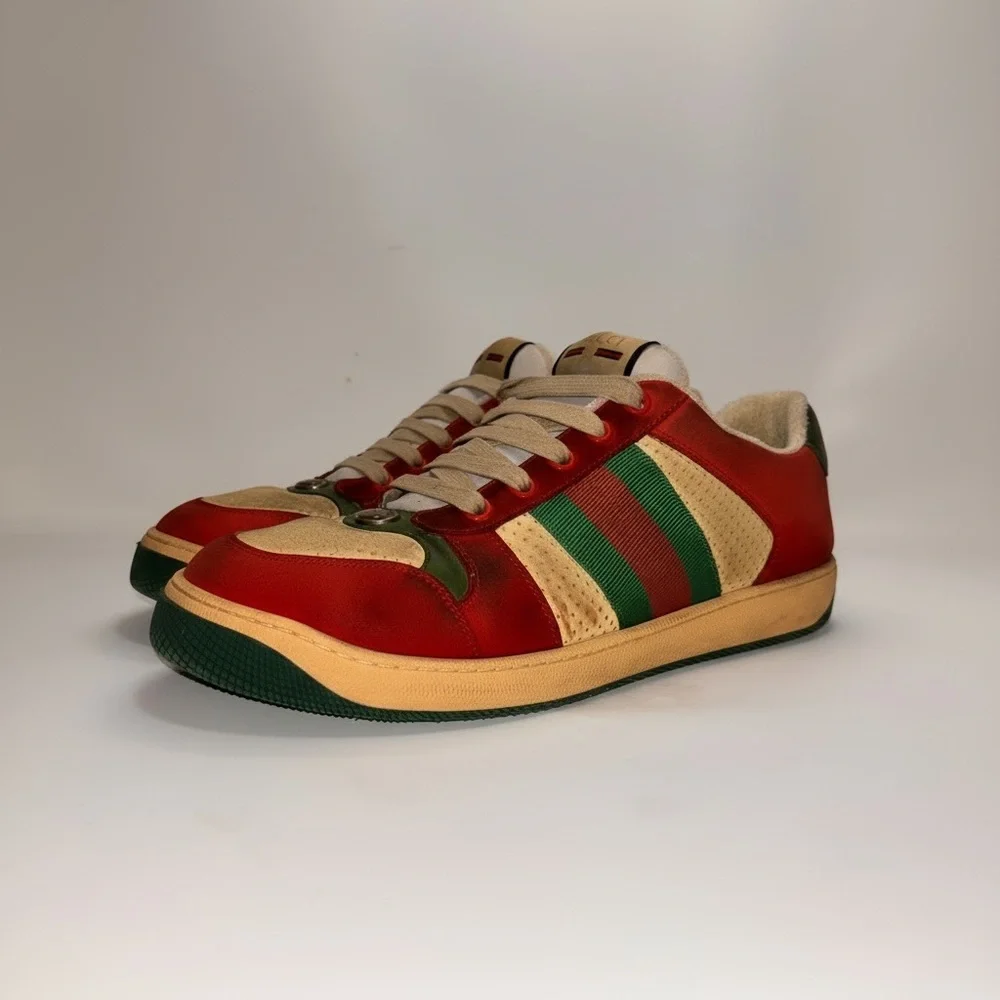 Gucci Red and Green screeners Leather Sneakers